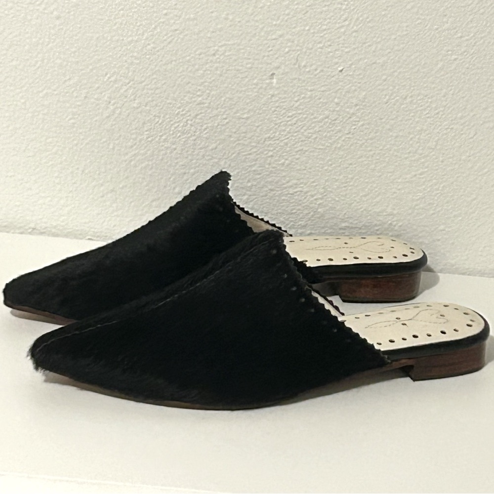 C.I.L black genuine cowhide leather handmade slip on mules slides size 7.5 EU 38